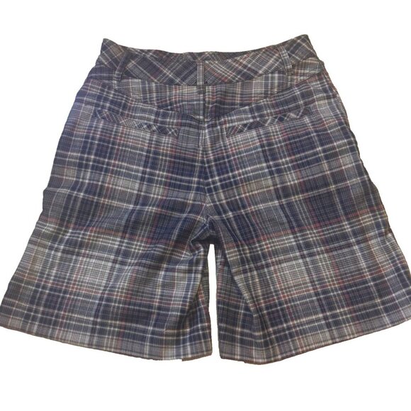 Free People Tan/Orange/Navy Plaid Chino Shorts Women's Size 4 - Picture 2 of 4